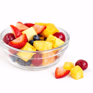 Only the prettiest, freshest fruit from the market cut into bite-sized chunks.